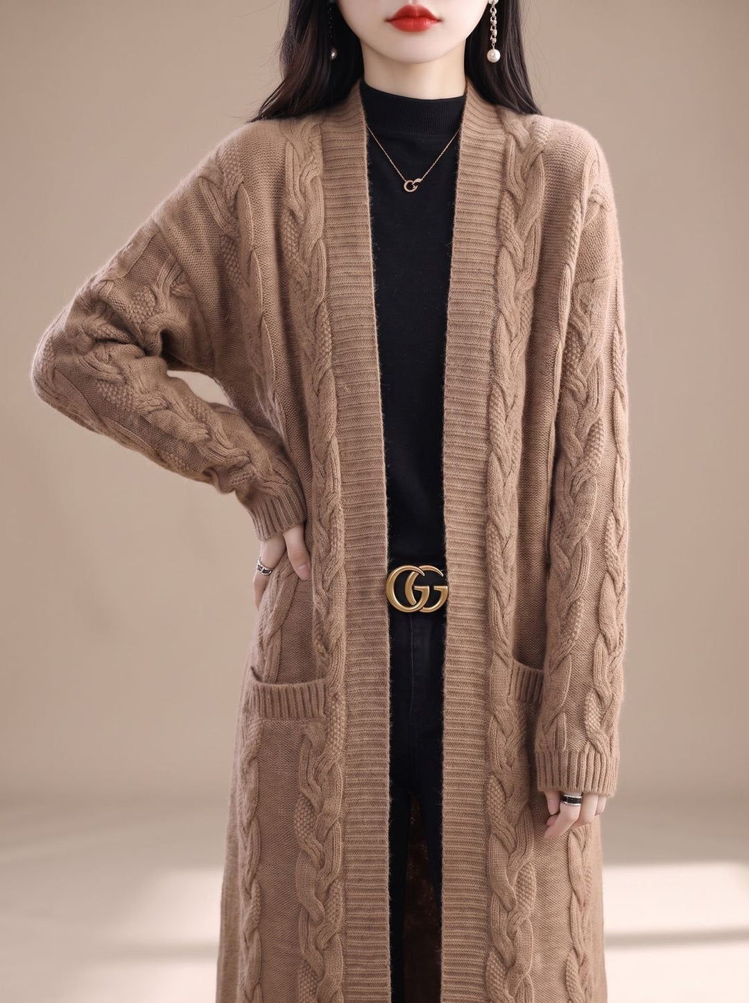 Lucette™ | Women's Oversized Striped Long Cardigan with Open Front