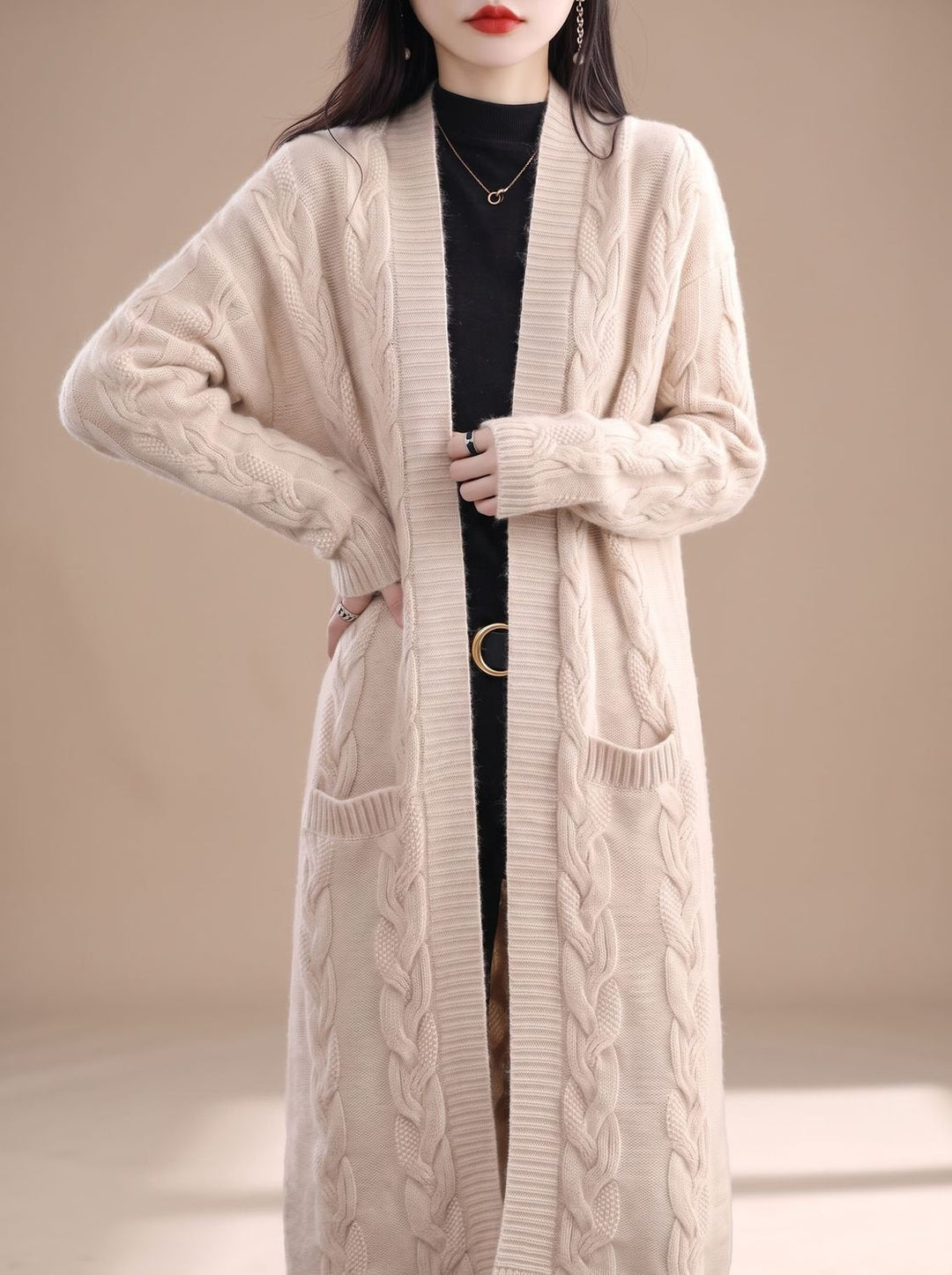 Lucette™ | Women's Oversized Striped Long Cardigan with Open Front
