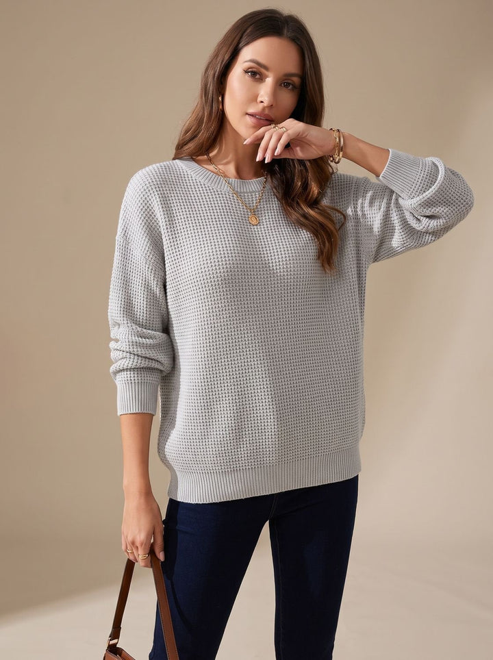 Chantal™ | Women's Oversized Waffle Knit Sweater with Crew Neck