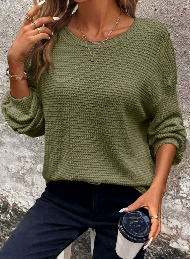 Chantal™ | Women's Oversized Waffle Knit Sweater with Crew Neck