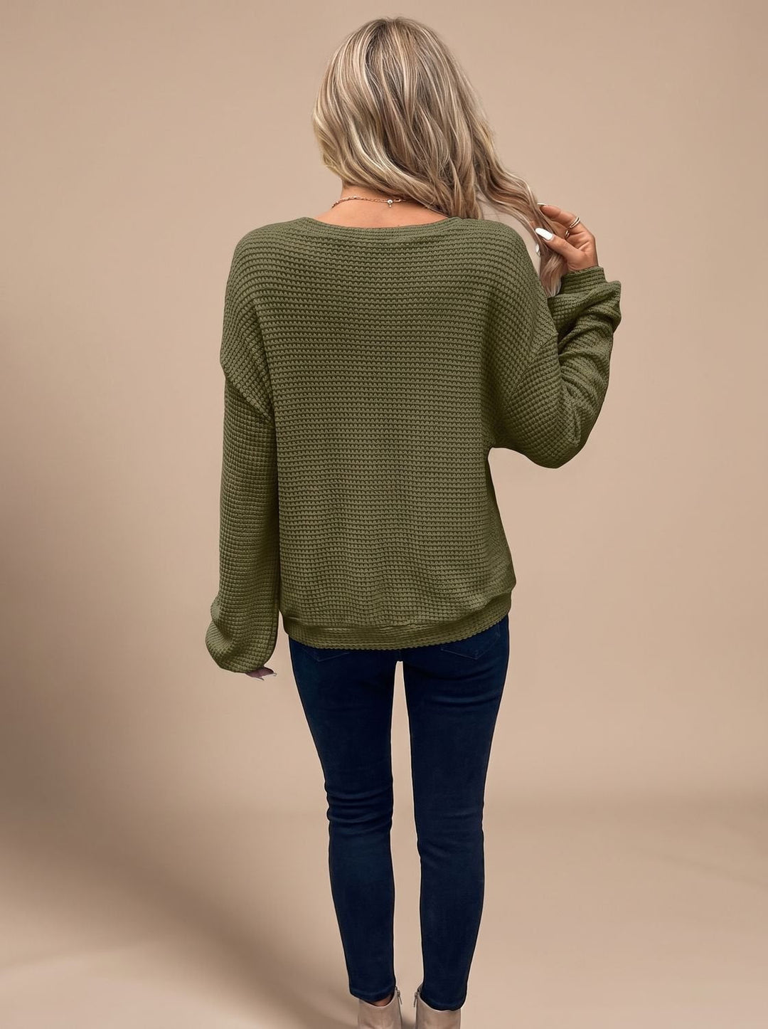 Chantal™ | Women's Oversized Waffle Knit Sweater with Crew Neck