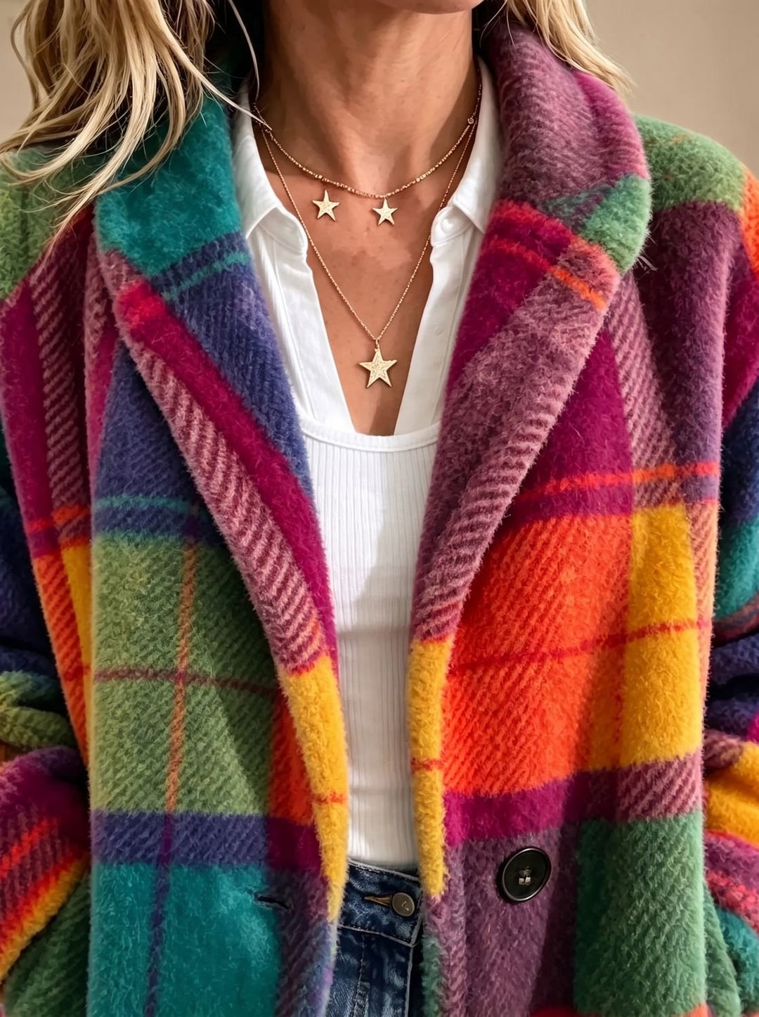 Johanna™ | Women's Oversized Plaid Coat with Button Front and Side Pockets