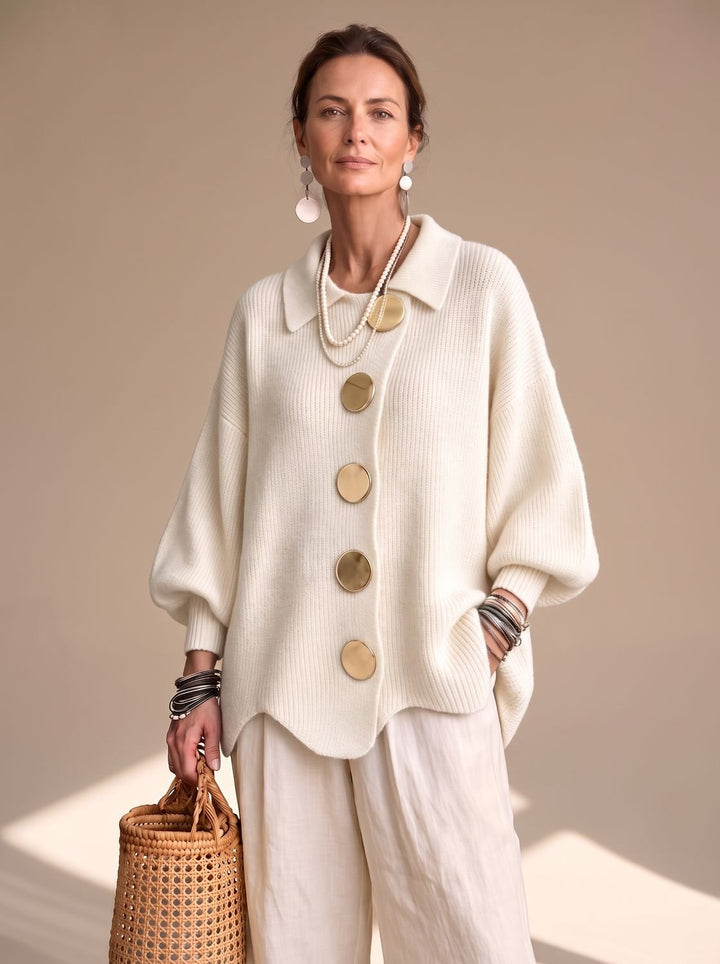 Valentine™ | Women's Oversized Knit Cardigan with Gold Buttons