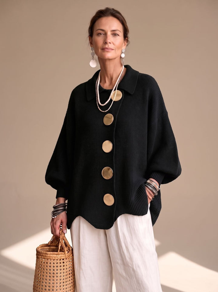 Valentine™ | Women's Oversized Knit Cardigan with Gold Buttons