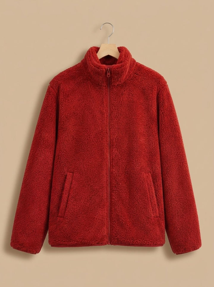 Jeanne™ | Women's Plush Teddy Zip Jacket with Stand Collar