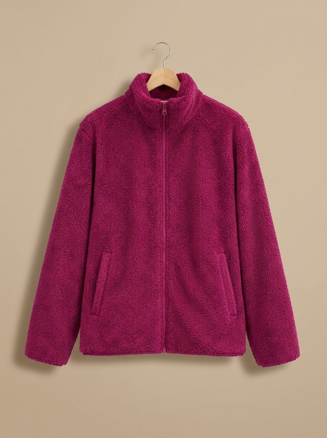 Jeanne™ | Women's Plush Teddy Zip Jacket with Stand Collar