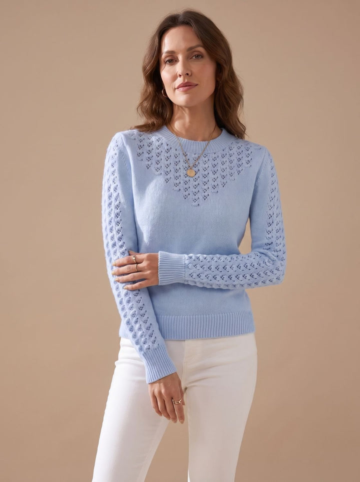 Magali™ | Women's Pointelle Knit Sweater with Crew Neck