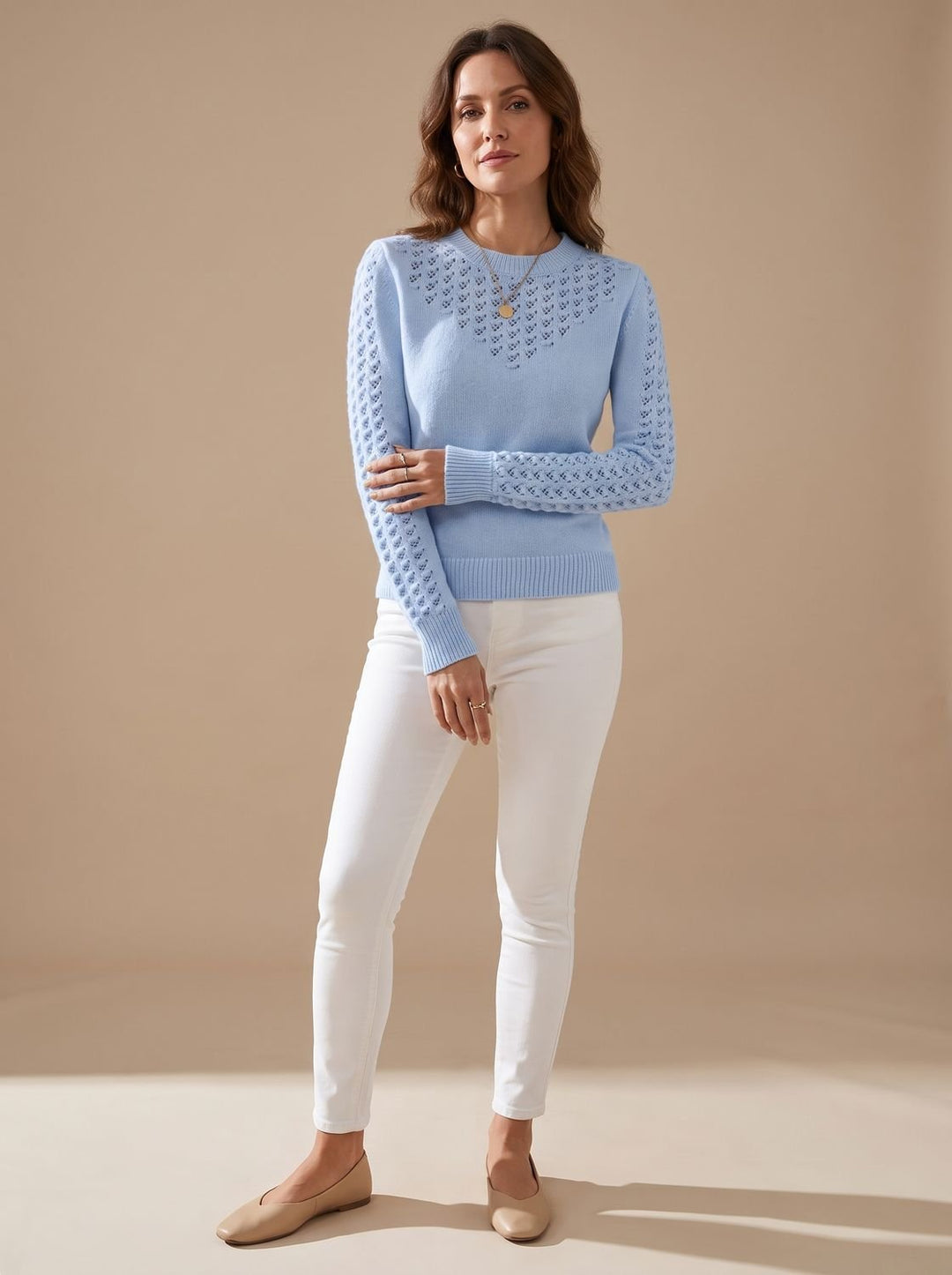 Magali™ | Women's Pointelle Knit Sweater with Crew Neck