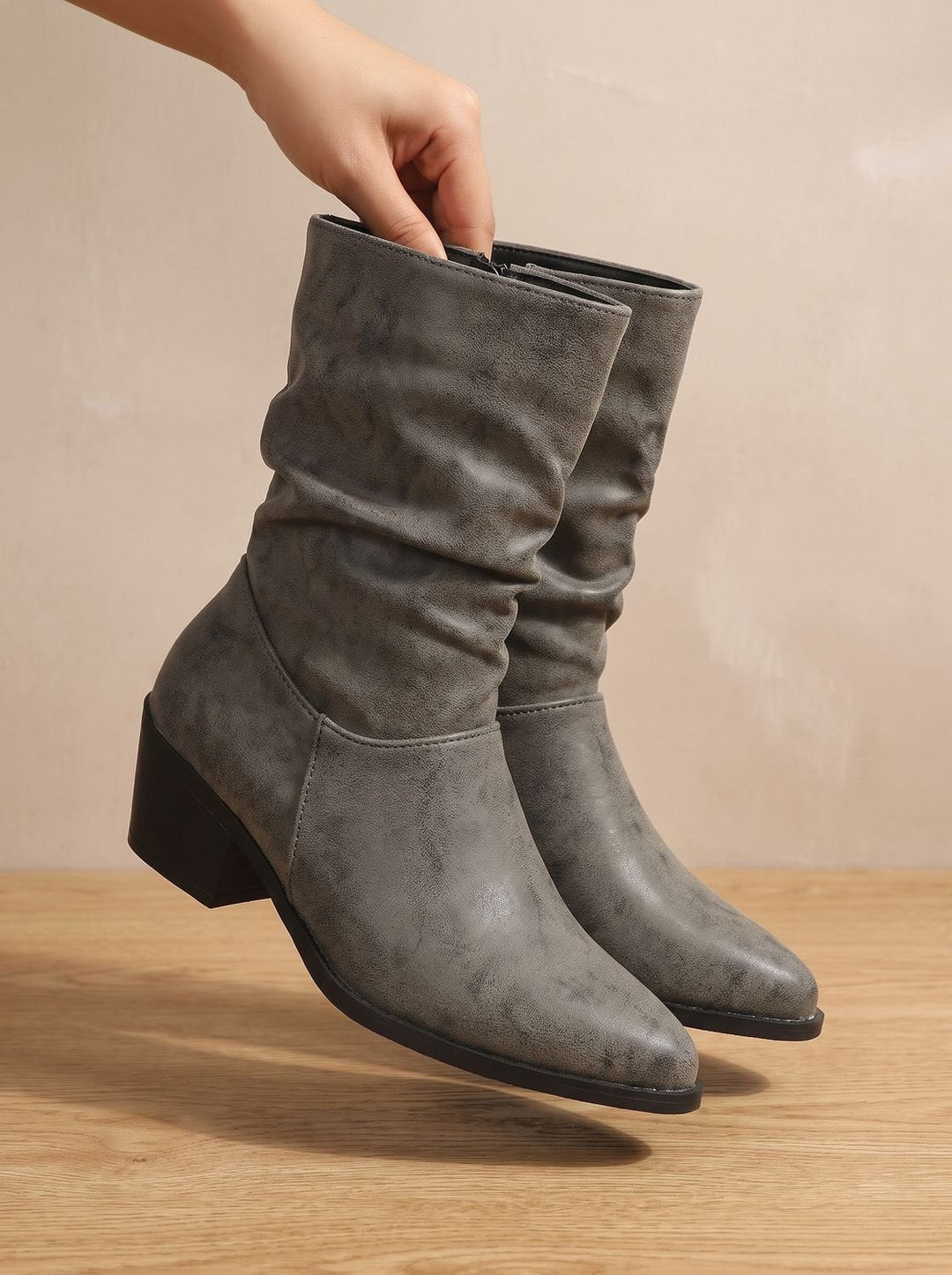 Katharina™ | Women's Slouch Boots with Block Heel and Pointed Toe