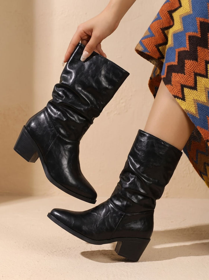 Katharina™ | Women's Slouch Boots with Block Heel and Pointed Toe