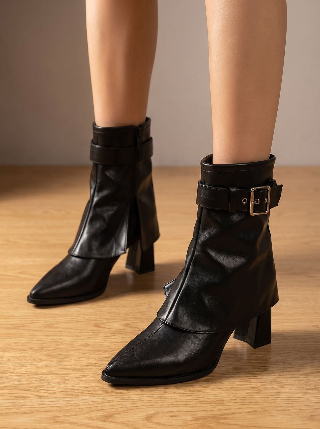 Annika™ | Women's Pointed Toe Ankle Boots with Buckle Strap