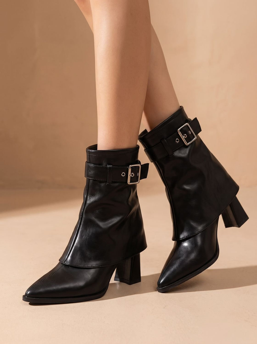 Annika™ | Women's Pointed Toe Ankle Boots with Buckle Strap