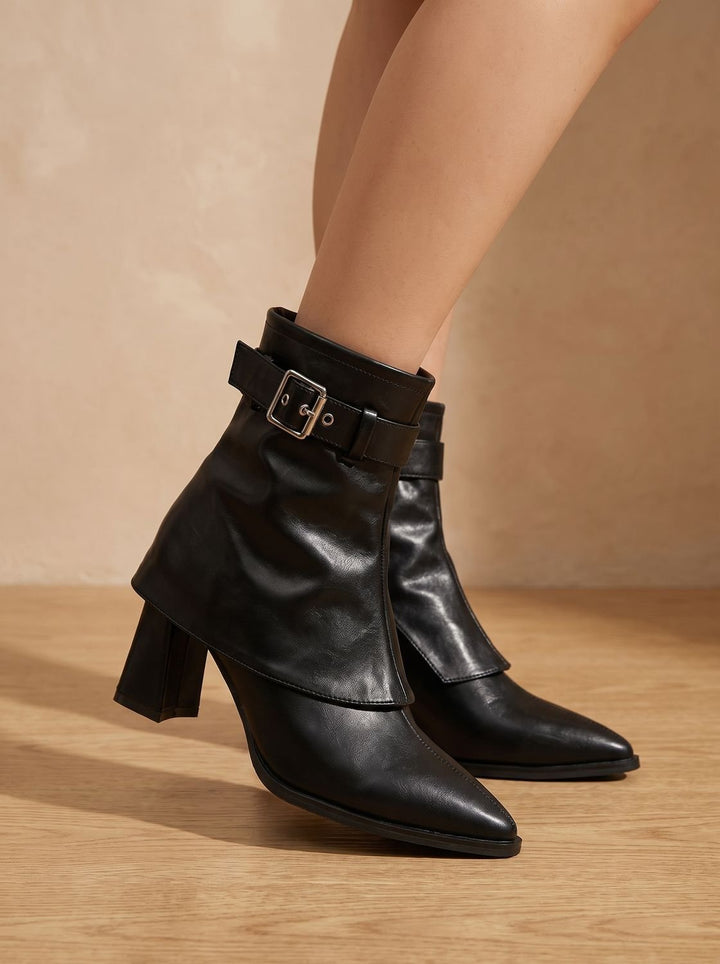 Annika™ | Women's Pointed Toe Ankle Boots with Buckle Strap