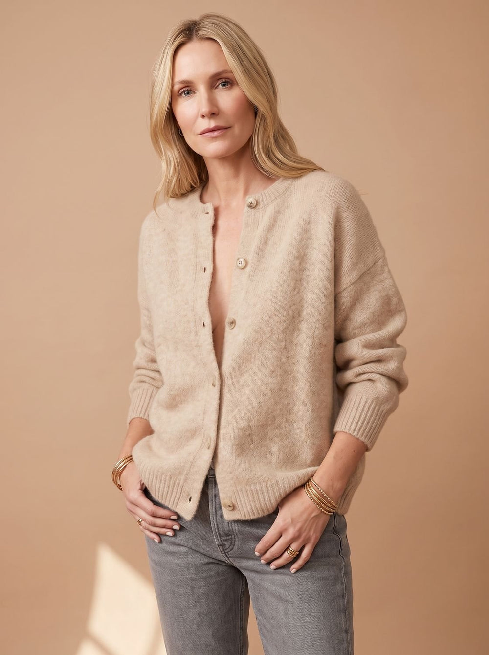 Gwenaelle™ | Women's Oversized Knit Cardigan with Shell Buttons