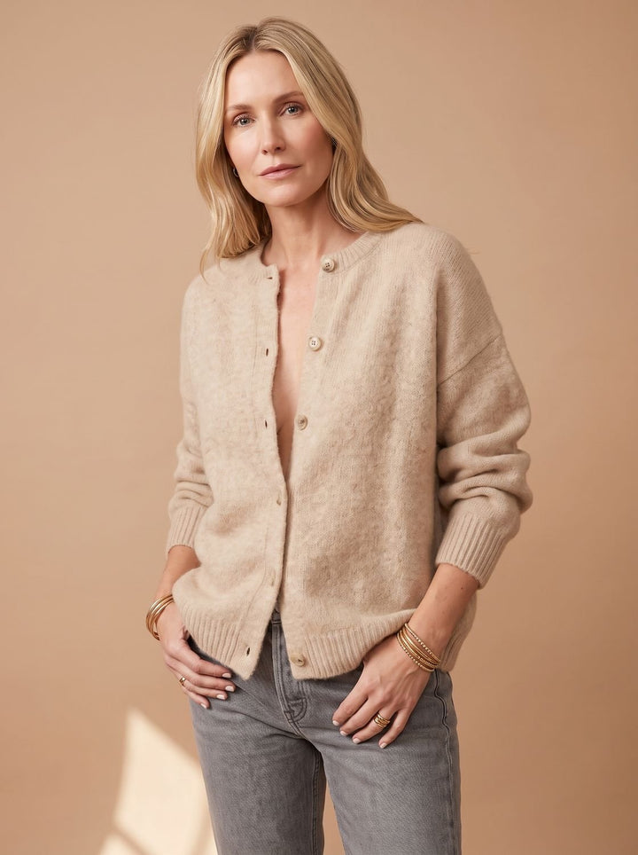 Gwenaelle™ | Women's Oversized Knit Cardigan with Shell Buttons