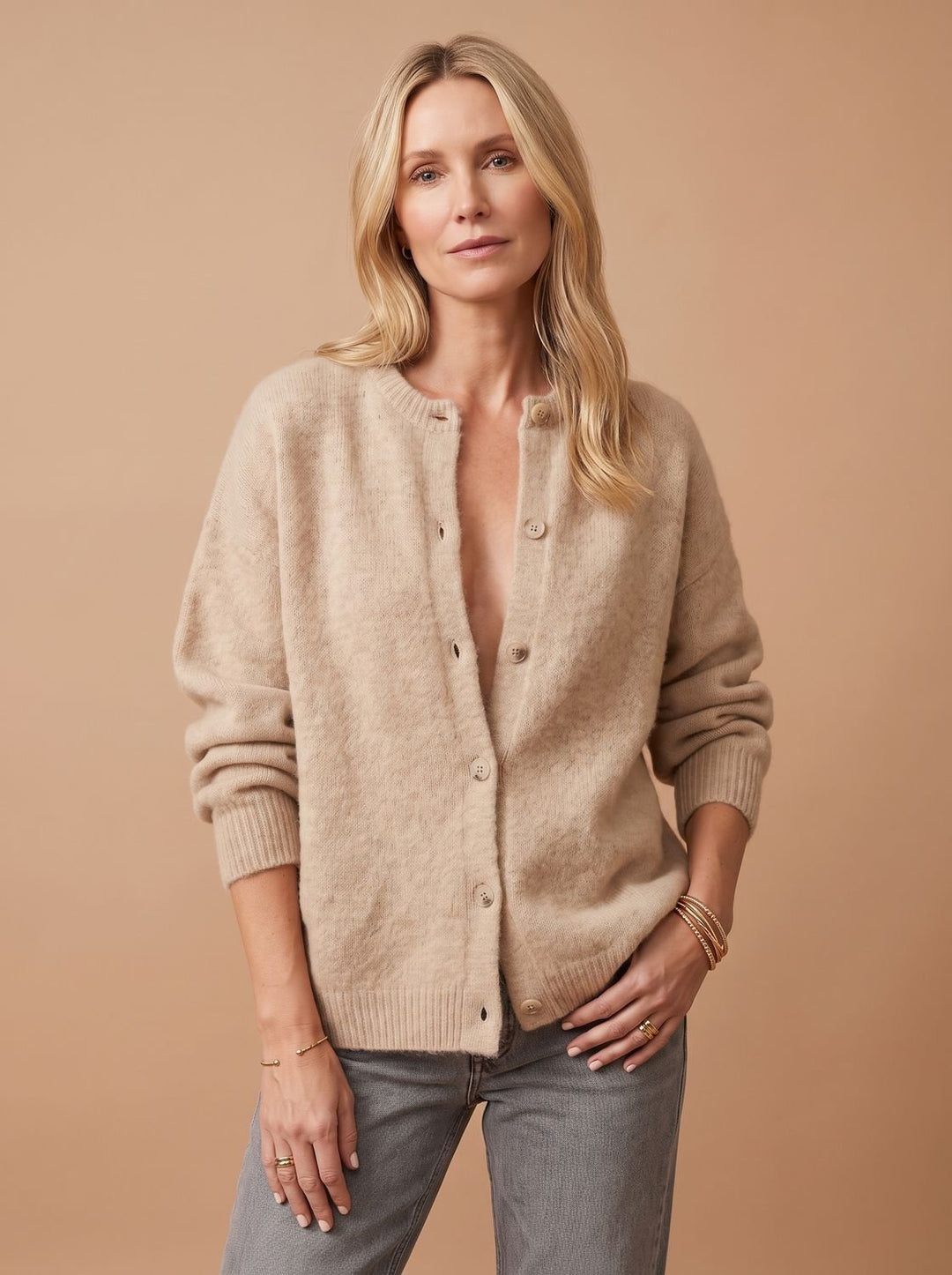 Gwenaelle™ | Women's Oversized Knit Cardigan with Shell Buttons