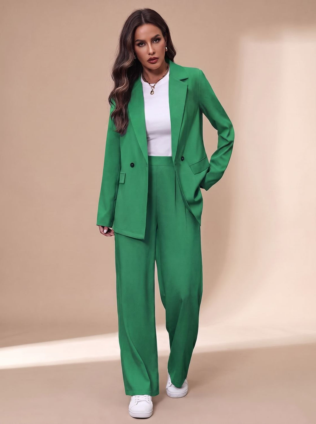Armandine™ | Women's Double Breasted Pant Suit with Wide Leg Pants