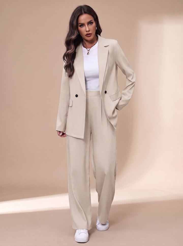 Armandine™ | Women's Double Breasted Pant Suit with Wide Leg Pants
