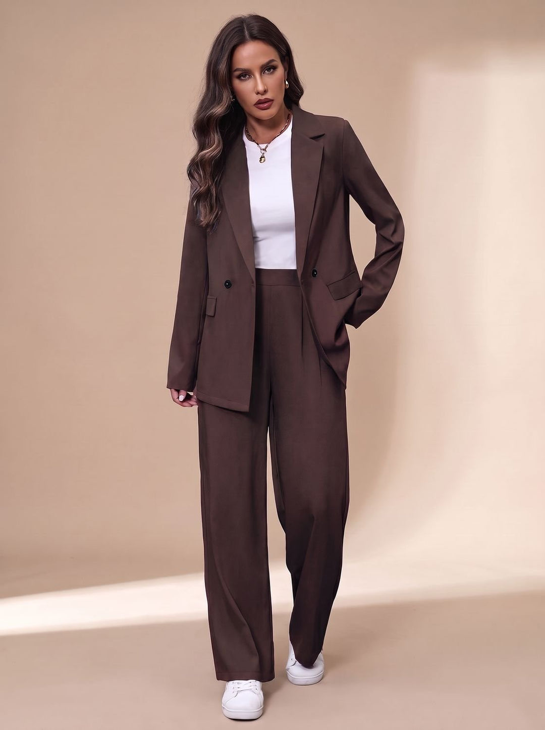 Armandine™ | Women's Double Breasted Pant Suit with Wide Leg Pants