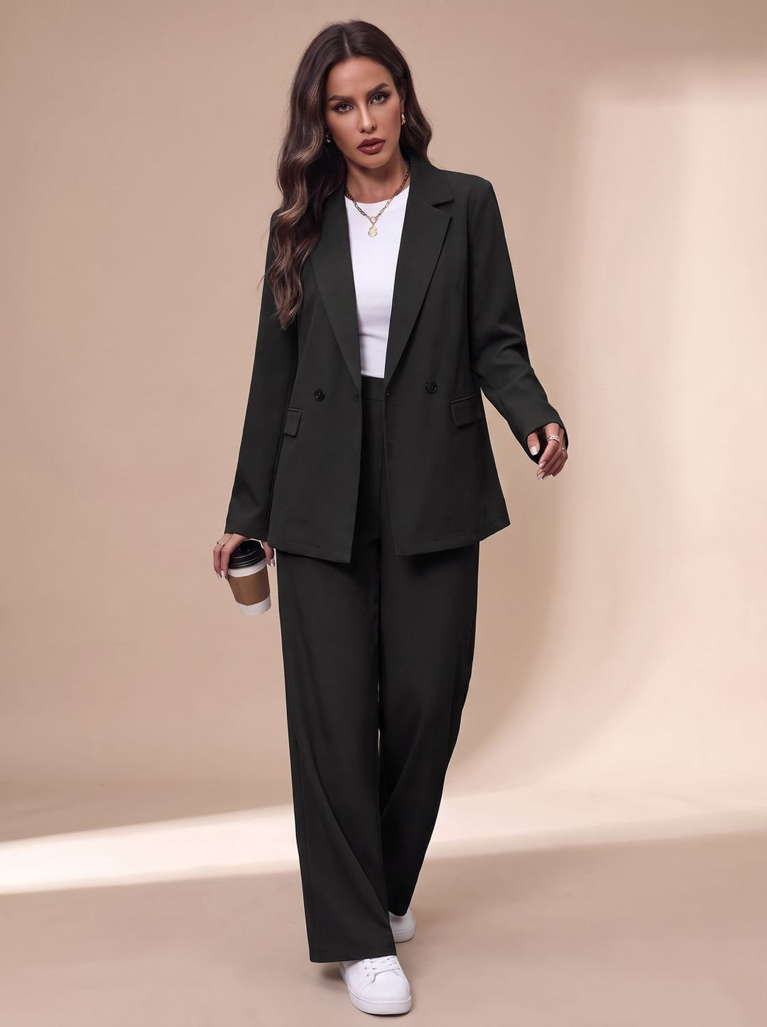 Armandine™ | Women's Double Breasted Pant Suit with Wide Leg Pants
