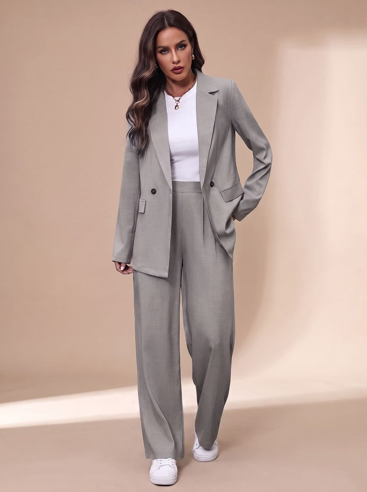 Armandine™ | Women's Double Breasted Pant Suit with Wide Leg Pants