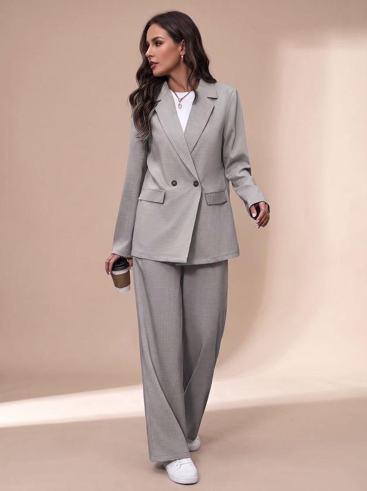 Armandine™ | Women's Double Breasted Pant Suit with Wide Leg Pants