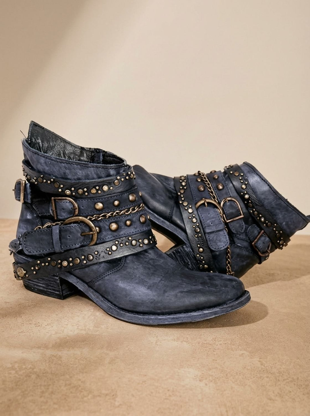 Edwige™ | Women's Vintage Western Ankle Boots with Buckle Straps