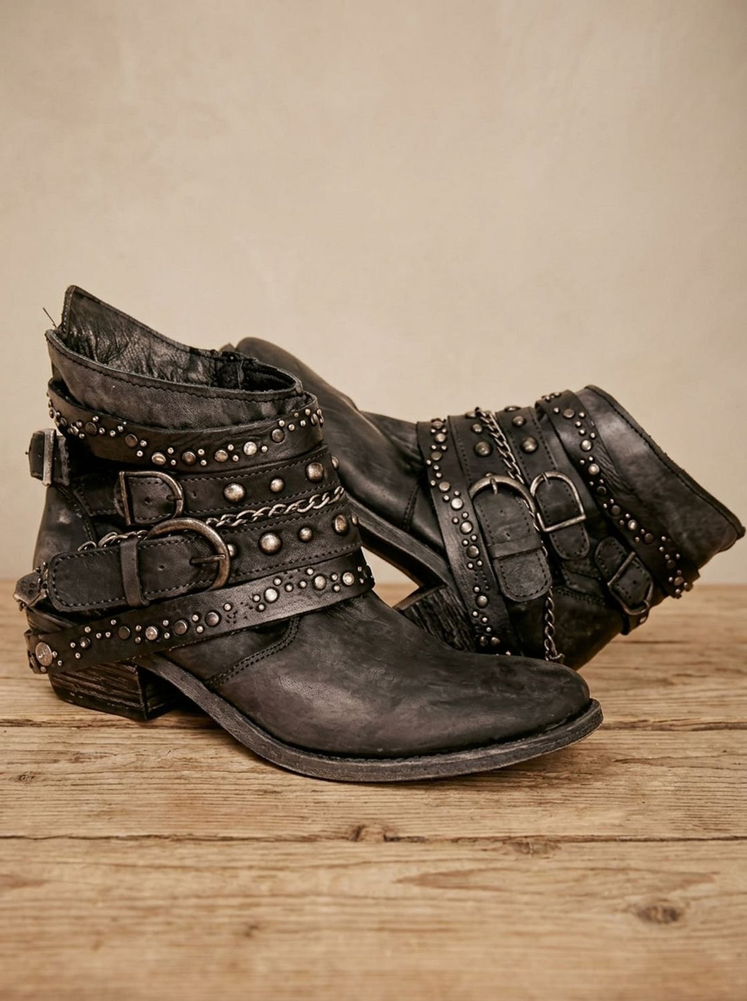 Edwige™ | Women's Vintage Western Ankle Boots with Buckle Straps
