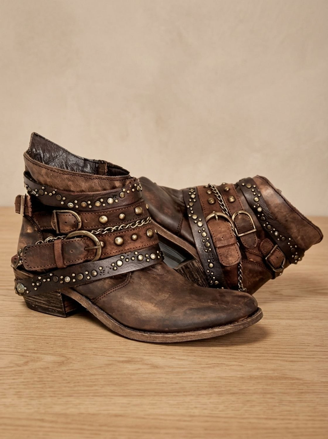 Edwige™ | Women's Vintage Western Ankle Boots with Buckle Straps