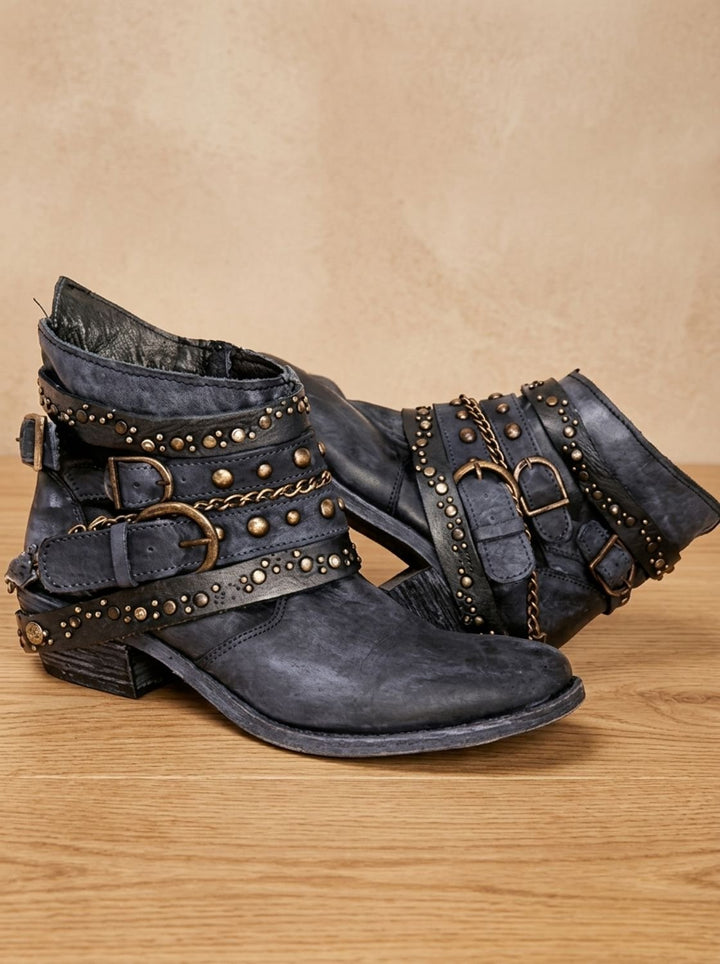 Edwige™ | Women's Vintage Western Ankle Boots with Buckle Straps