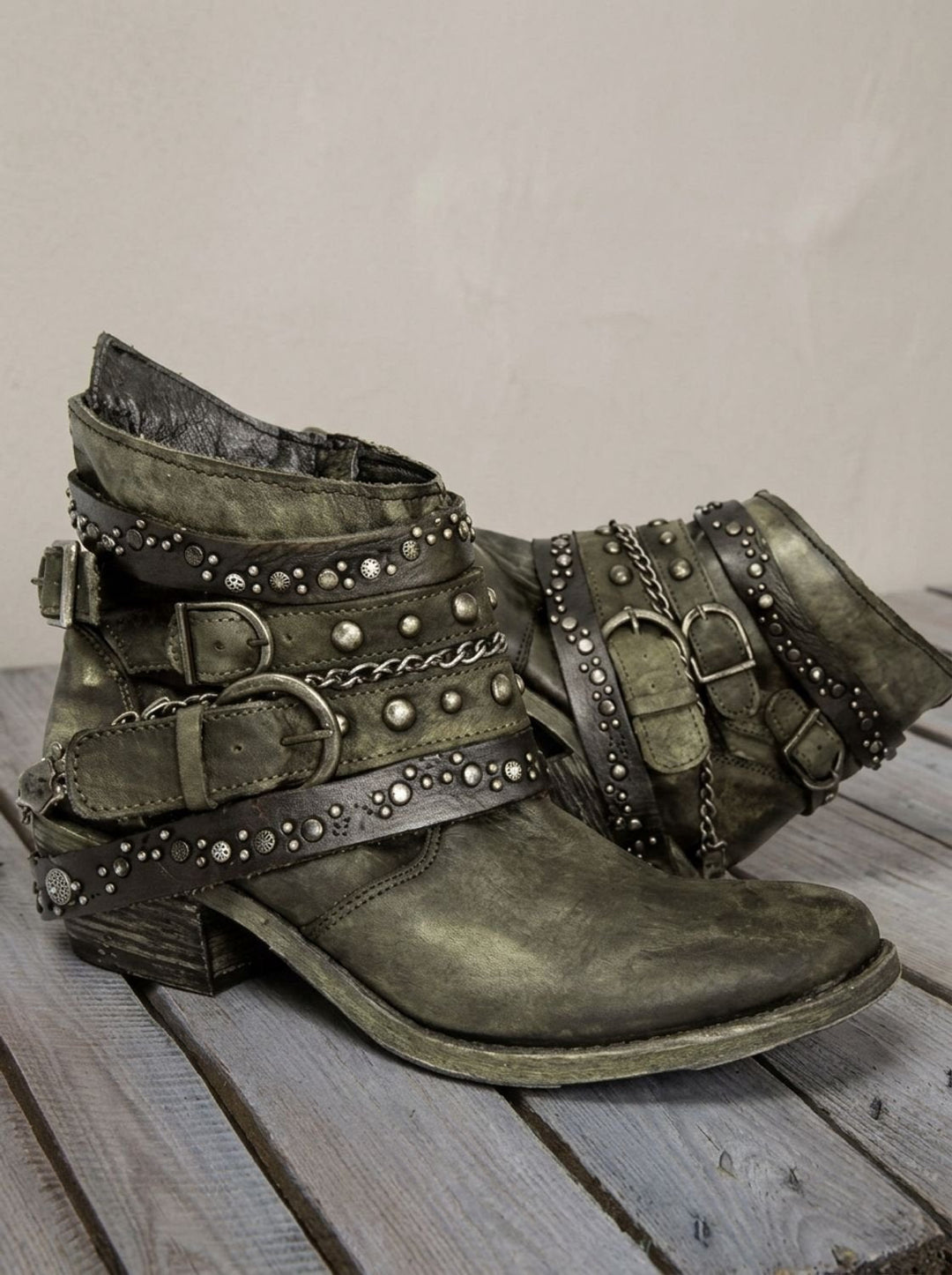 Edwige™ | Women's Vintage Western Ankle Boots with Buckle Straps