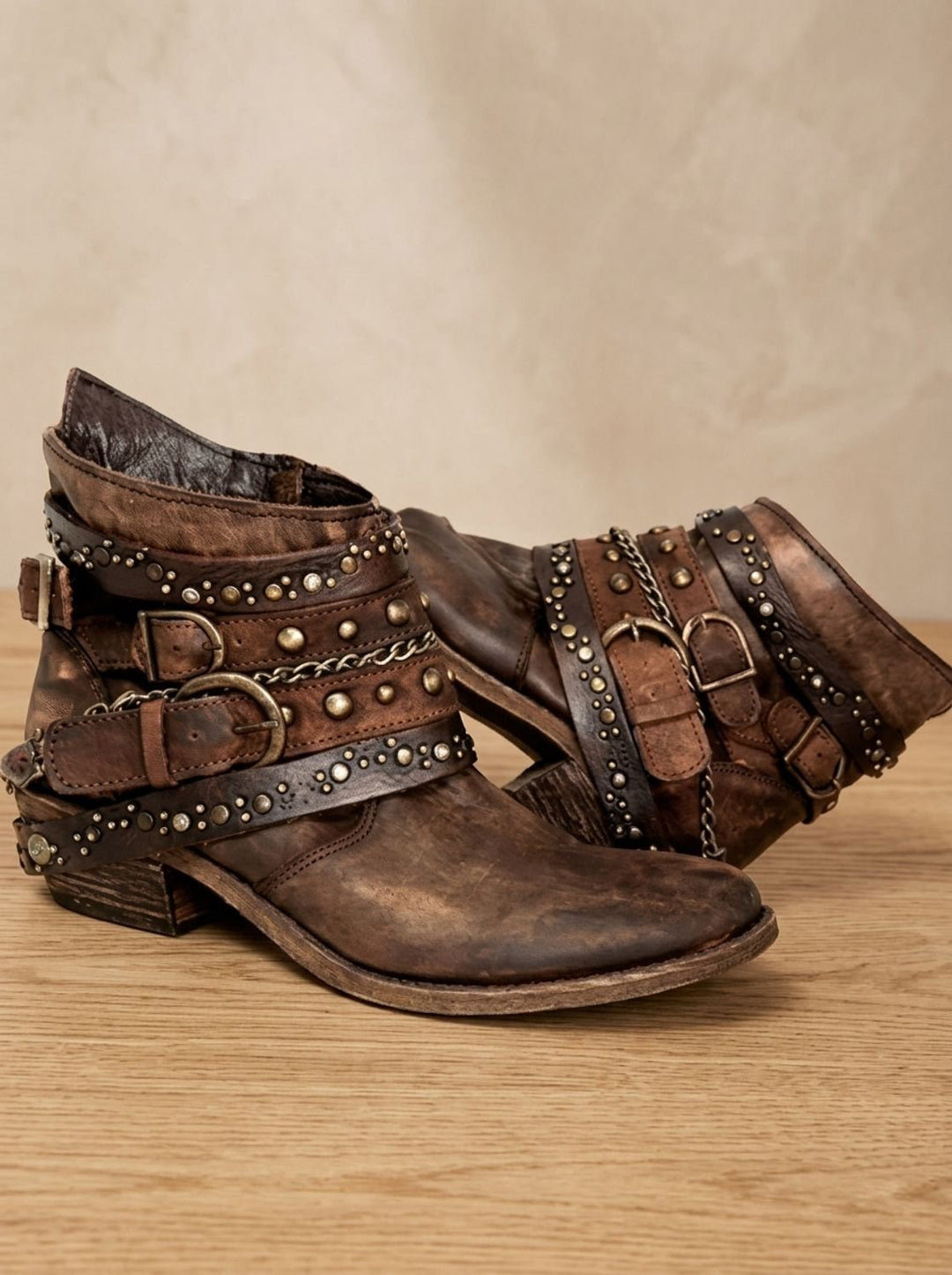 Edwige™ | Women's Vintage Western Ankle Boots with Buckle Straps