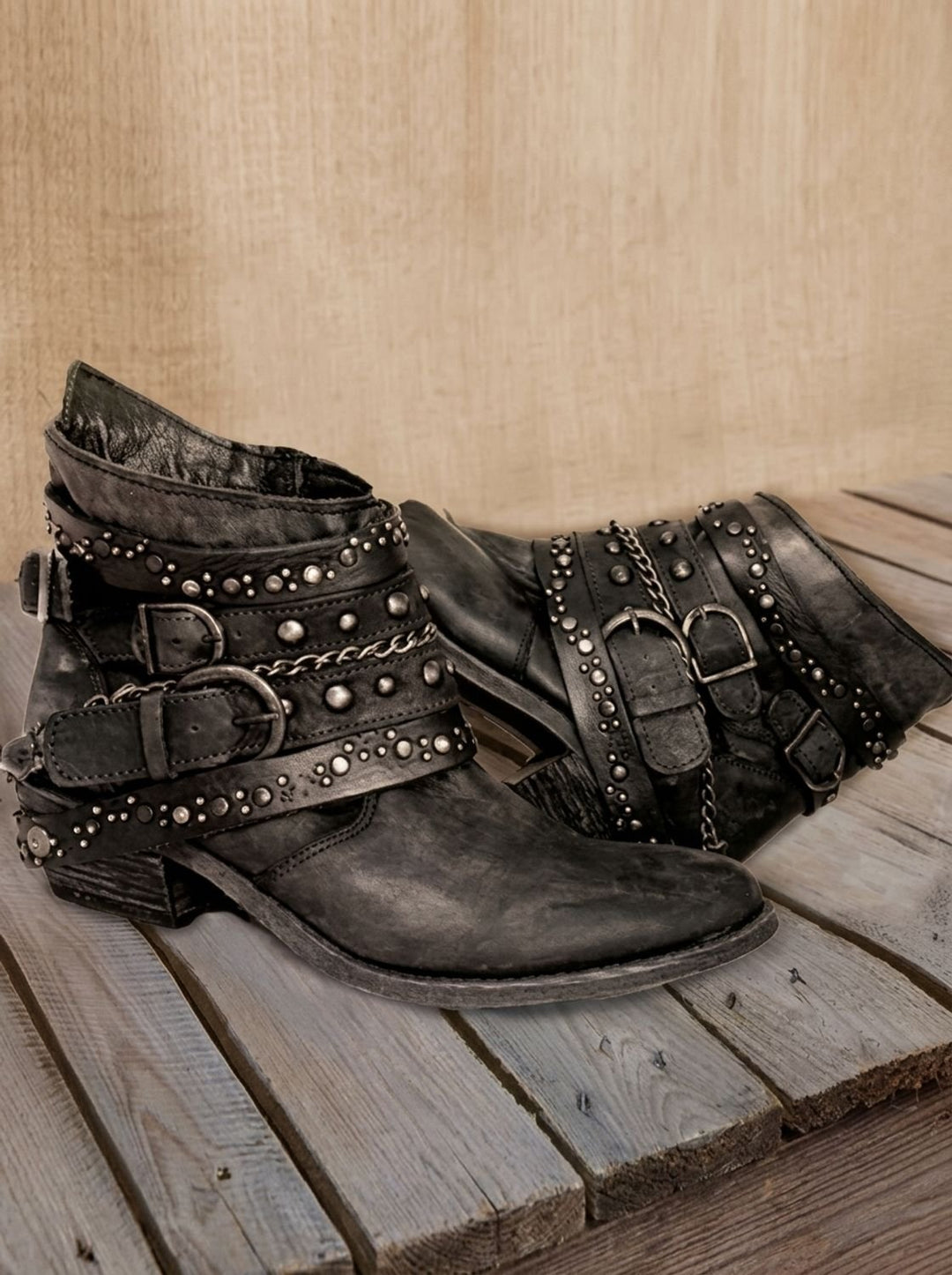 Edwige™ | Women's Vintage Western Ankle Boots with Buckle Straps