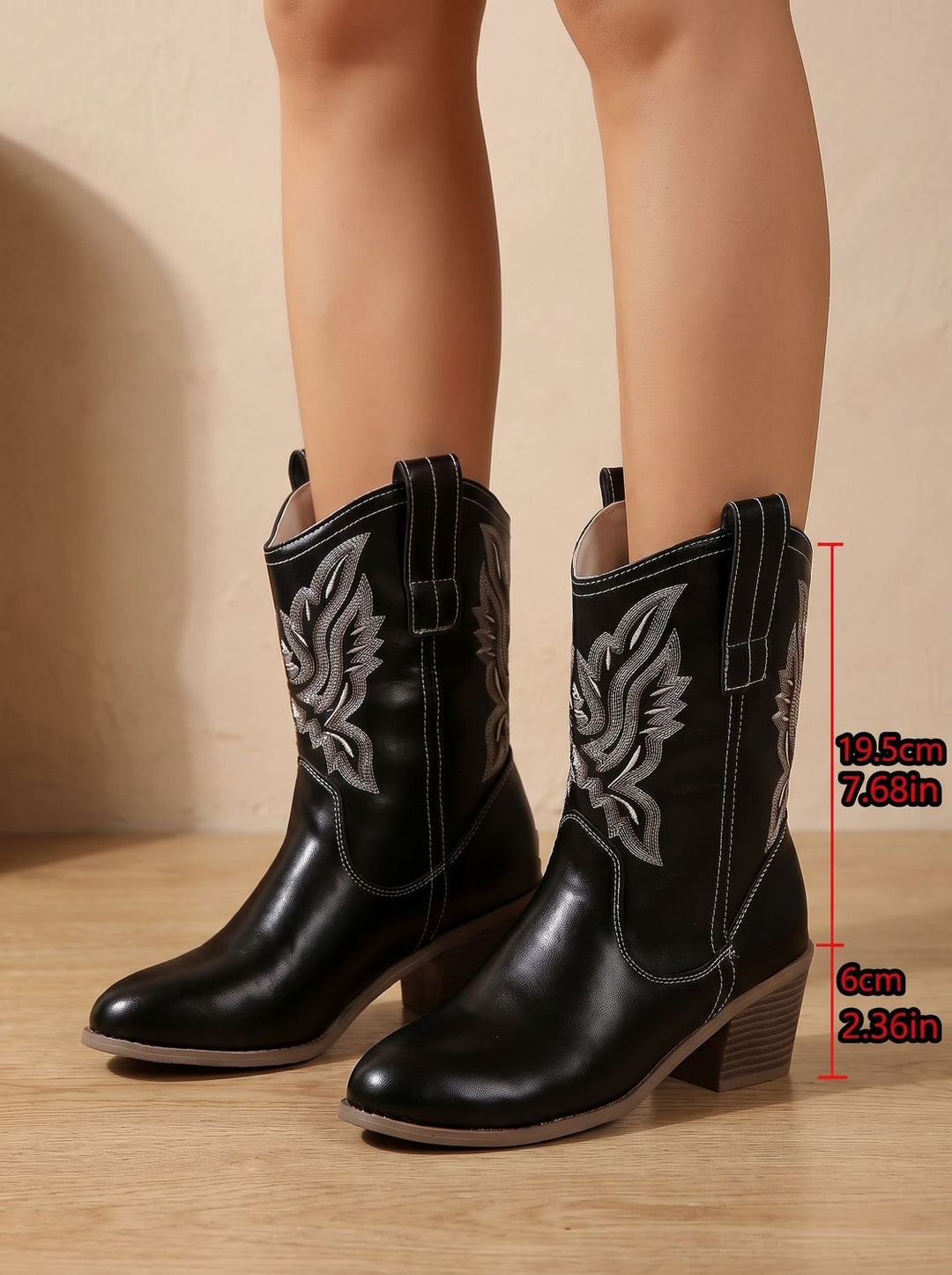 Bastienne™ | Women's Western Ankle Boots with Block Heel and Embroidery