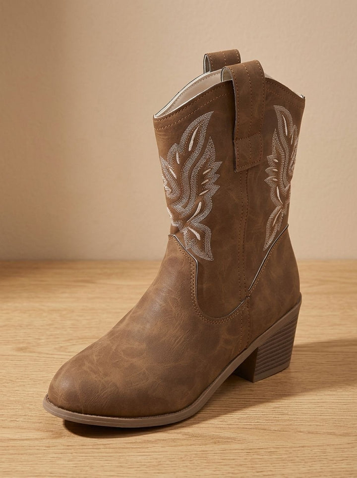 Bastienne™ | Women's Western Ankle Boots with Block Heel and Embroidery