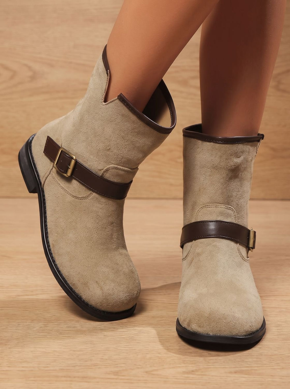 Lorraine™ | Women's Slip On Ankle Boots with Buckle Strap