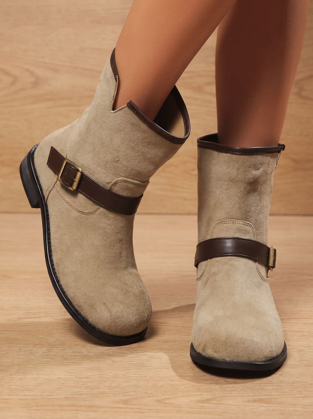 Lorraine™ | Women's Slip On Ankle Boots with Buckle Strap