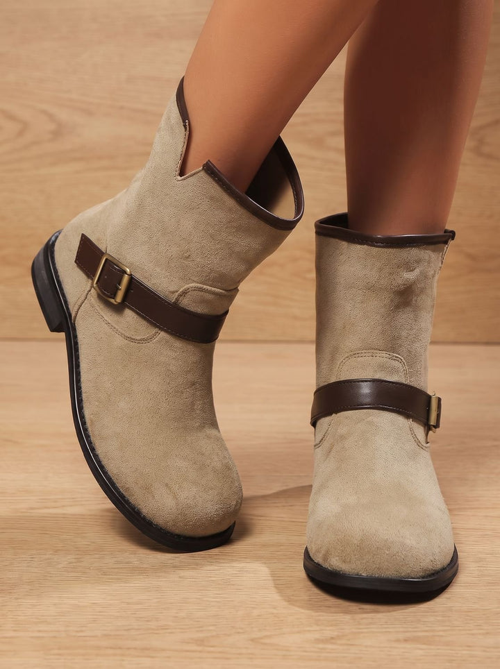 Lorraine™ | Women's Slip On Ankle Boots with Buckle Strap