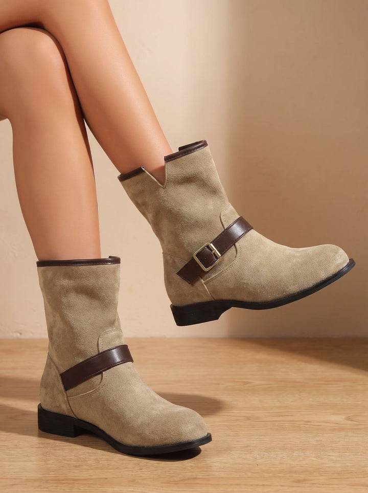 Lorraine™ | Women's Slip On Ankle Boots with Buckle Strap