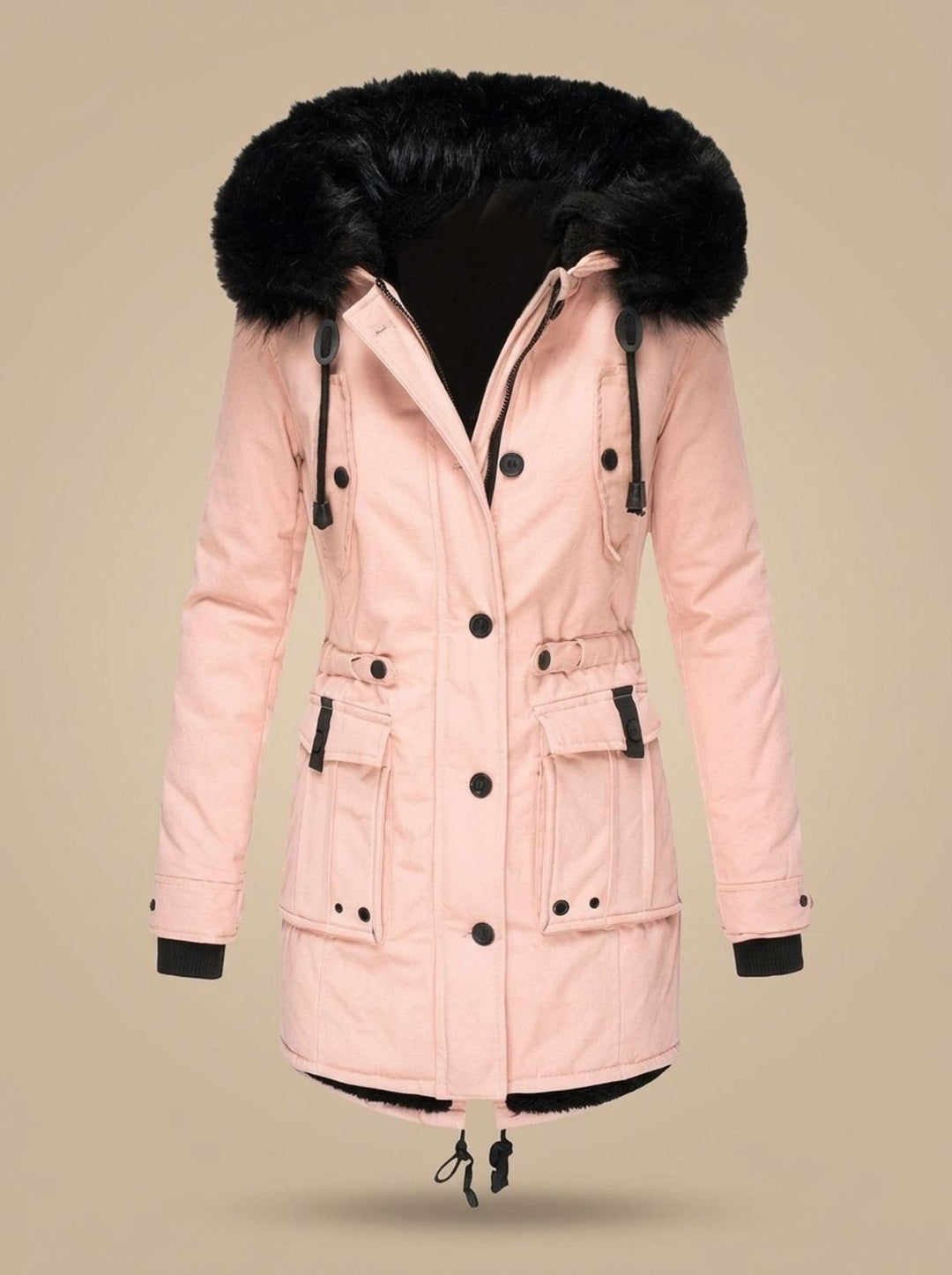 Georgette™ | Women's Winter Parka with Faux Fur Hood and Drawcord Waist