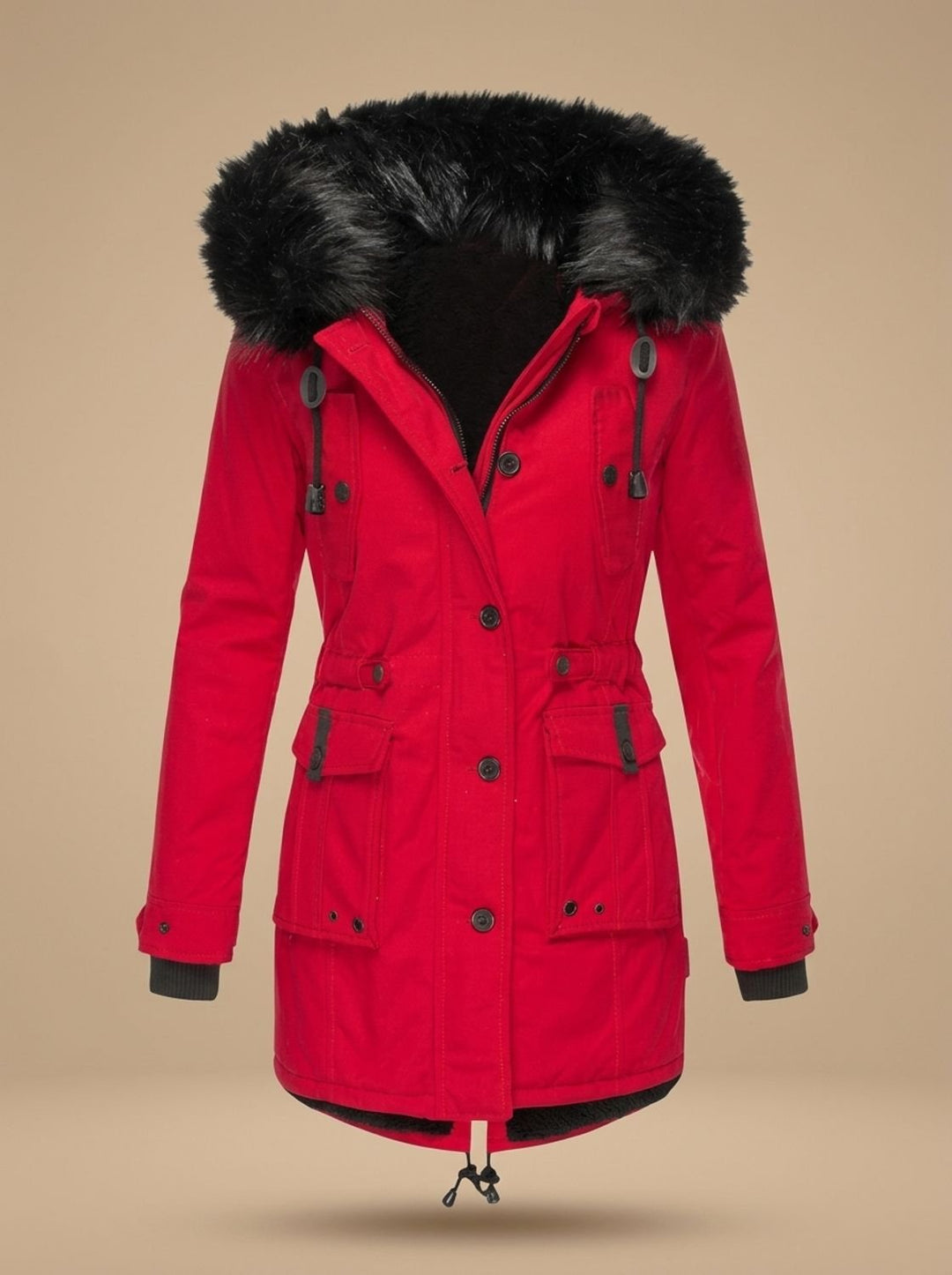 Georgette™ | Women's Winter Parka with Faux Fur Hood and Drawcord Waist