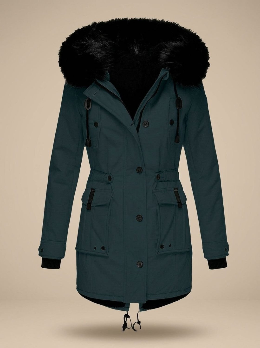 Georgette™ | Women's Winter Parka with Faux Fur Hood and Drawcord Waist