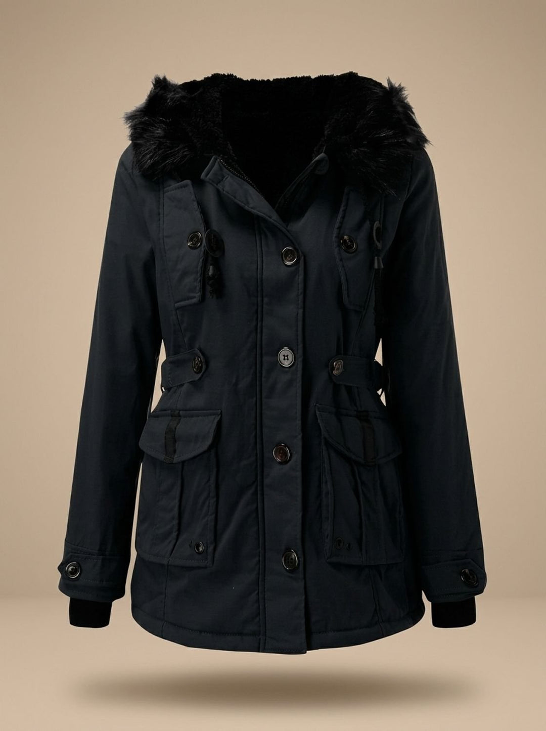 Georgette™ | Women's Winter Parka with Faux Fur Hood and Drawcord Waist
