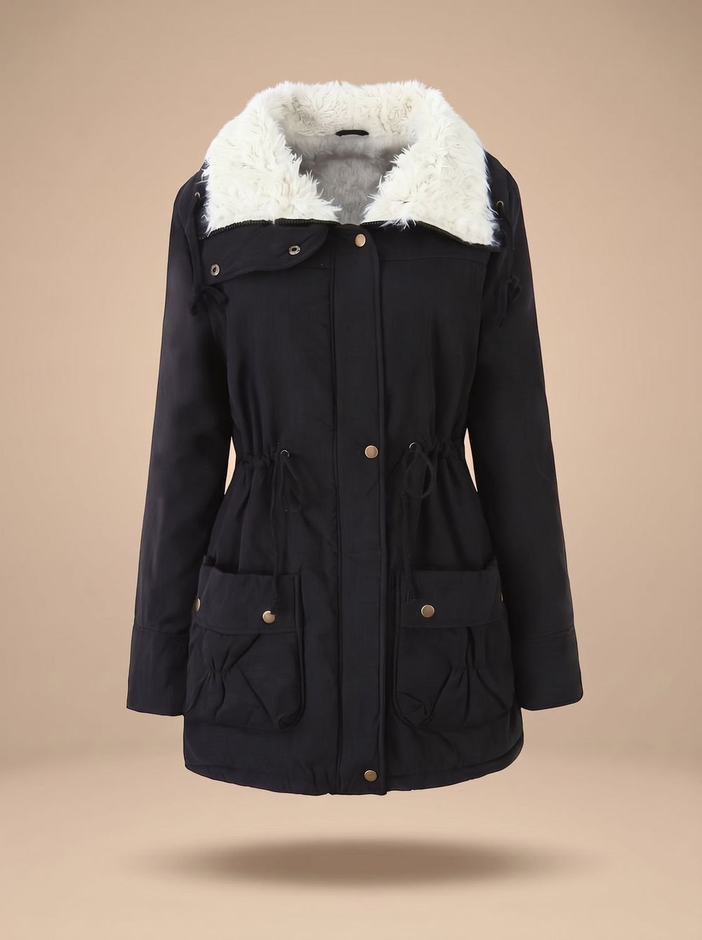 Liliane™ | Women's Mid-Length Winter Parka with Drawstring Waist