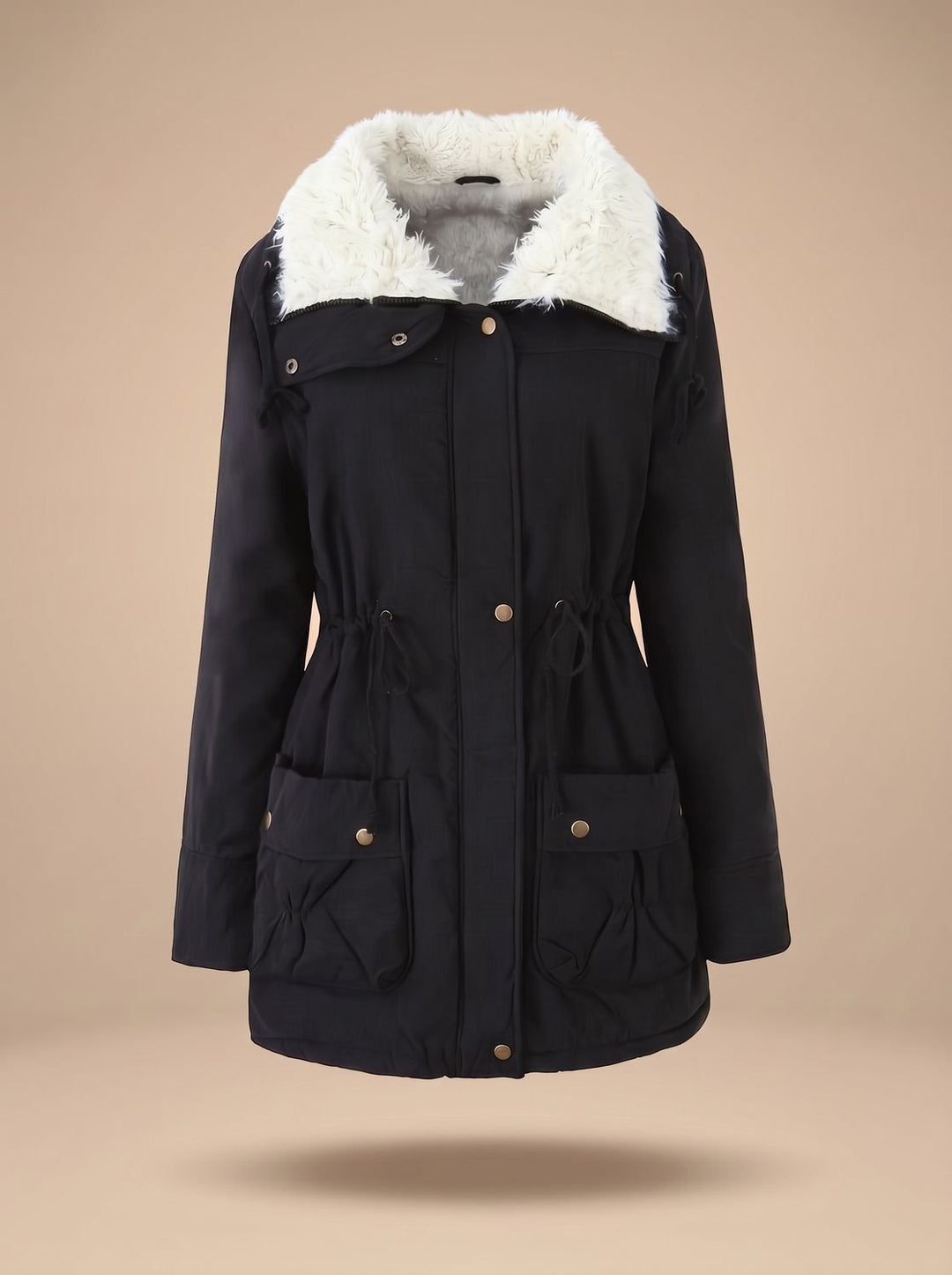 Liliane™ | Women's Mid-Length Winter Parka with Drawstring Waist