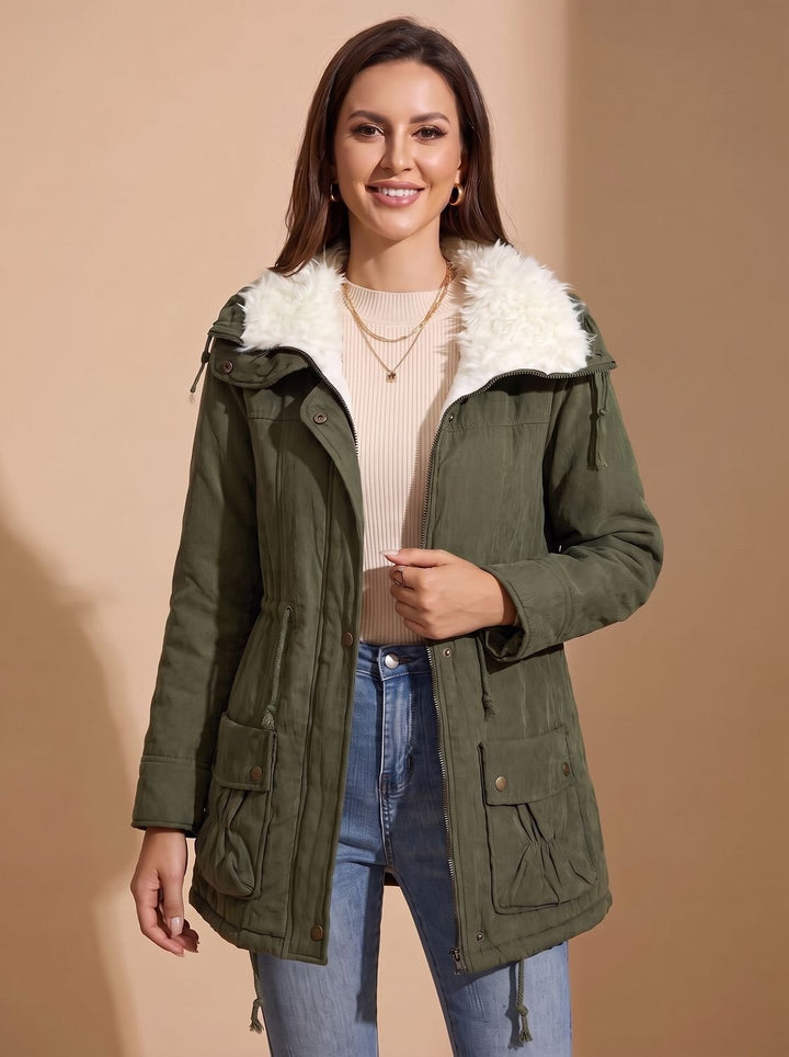 Liliane™ | Women's Mid-Length Winter Parka with Drawstring Waist