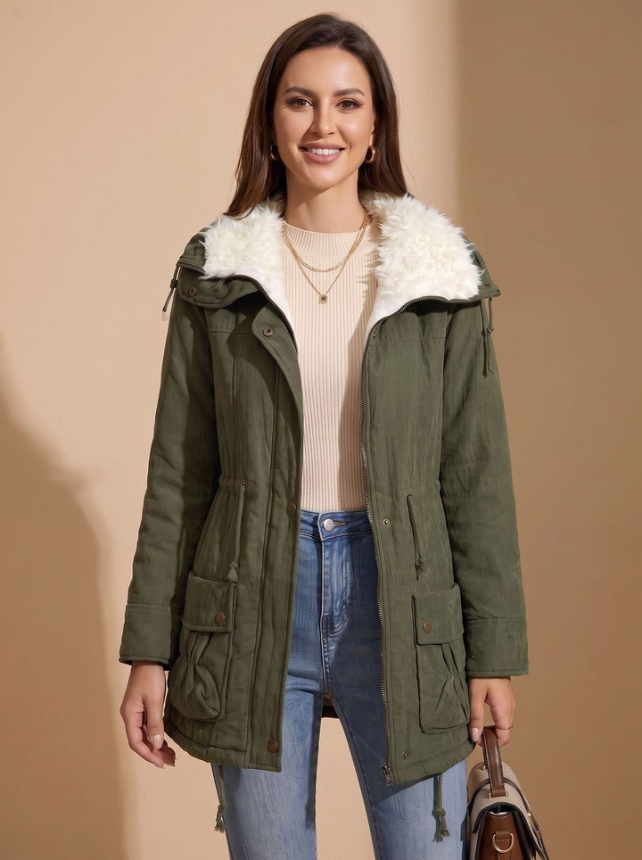 Liliane™ | Women's Mid-Length Winter Parka with Drawstring Waist