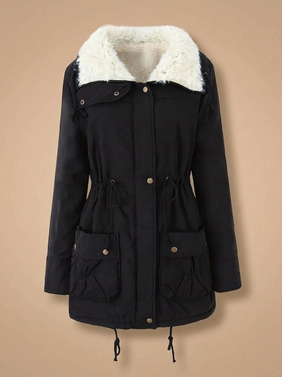Liliane™ | Women's Mid-Length Winter Parka with Drawstring Waist