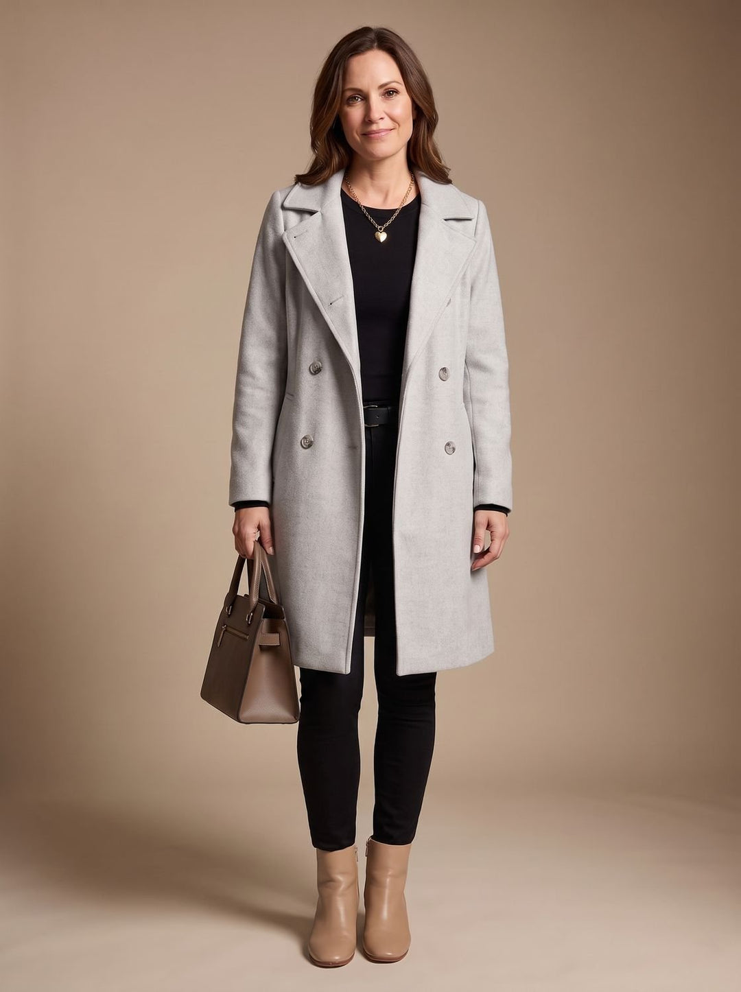 Cosette™ | Women's Double Breasted Midi Coat with Lapel Collar