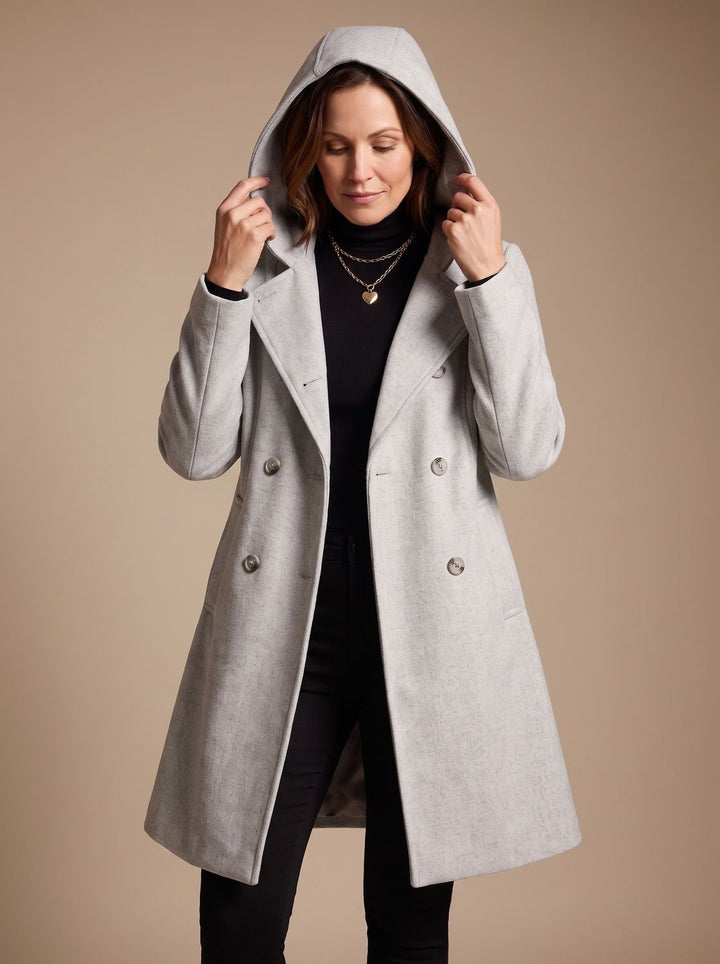 Cosette™ | Women's Double Breasted Midi Coat with Lapel Collar